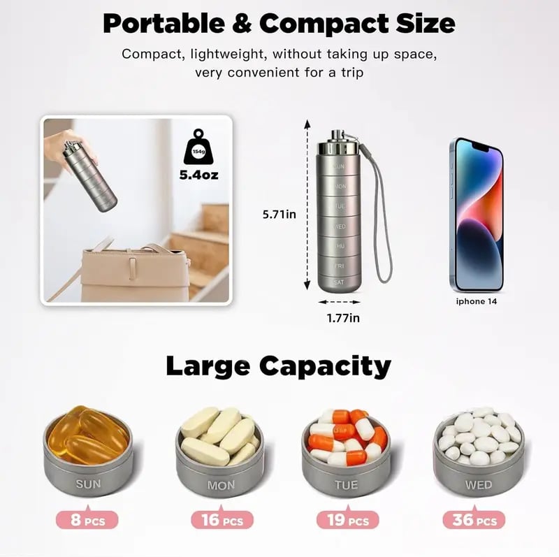 Metal Travel Pill Organizer